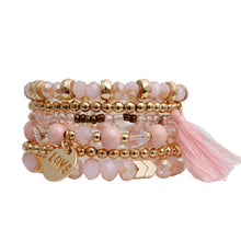 Load image into Gallery viewer, Light Brown Glass Love 6 Pcs Bracelets
