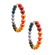 Load image into Gallery viewer, Rainbow Pearl Ball Hoops

