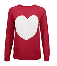 Cargar imagen en el visor de la galería, Love Heart Jacquard Round Neck Pullover Sweater
