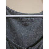 Catherines Women's Plus Size Gray Henley Top - PREOWNED
