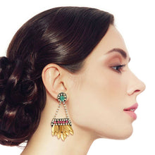 Load image into Gallery viewer, Rhinestone Hanging Leaves Earrings
