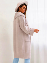 Load image into Gallery viewer, Pocketed Collared Neck Dropped Shoulder Cardigan
