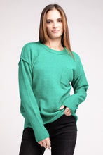 Load image into Gallery viewer, Melange Hi-Low Hem Round Neck Sweater
