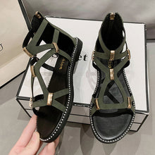 Cargar imagen en el visor de la galería, Open Toe Back Zipper Flat Sandals
