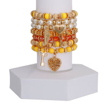 Cargar imagen en el visor de la galería, Yellow Bead and Pearl Love Bracelets
