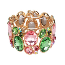 Load image into Gallery viewer, Pink Green Oval Crystal Bracelet
