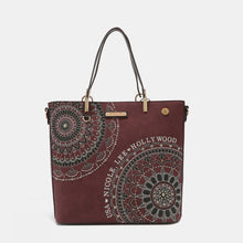 Cargar imagen en el visor de la galería, Nicole Lee USA Metallic Stitching Embroidery Inlaid Rhinestone Tote Bag
