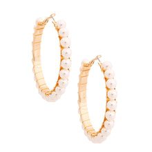 Cargar imagen en el visor de la galería, Cream Wire Wrapped Hoops
