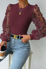 Load image into Gallery viewer, Textured Applique Long Sleeve Blouse
