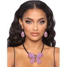 Cargar imagen en el visor de la galería, Light Purple Marbled Butterfly Pendant Set
