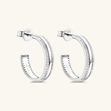 Cargar imagen en el visor de la galería, 925 Sterling Silver Inlaid Moissanite C-Hoop Earrings
