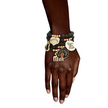 Cargar imagen en el visor de la galería, Matte Black Black Girl Magic Charm Bracelets
