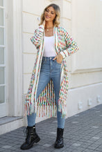 Cargar imagen en el visor de la galería, Multicolored Open Front Fringe Hem Cardigan
