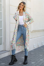 Cargar imagen en el visor de la galería, Multicolored Open Front Fringe Hem Cardigan
