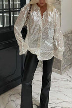 Load image into Gallery viewer, Sequin Button Up Long Sleeve Shirt
