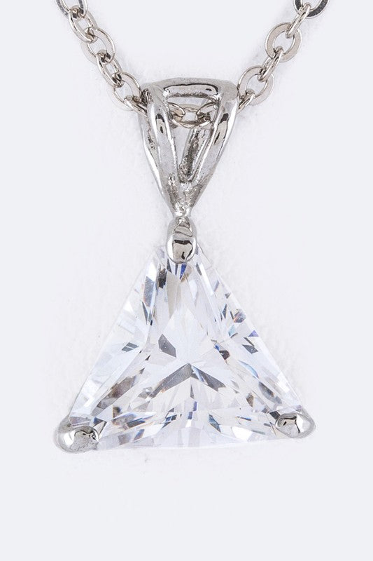 Triangle CZ Pendant Necklace