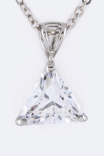 Triangle CZ Pendant Necklace
