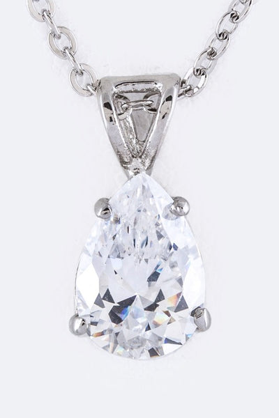 Teardrop CZ Pendant Necklace