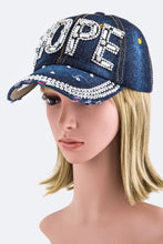 Cargar imagen en el visor de la galería, Crystal HOPE Embelished Fashion Denim Cap
