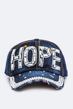Cargar imagen en el visor de la galería, Crystal HOPE Embelished Fashion Denim Cap
