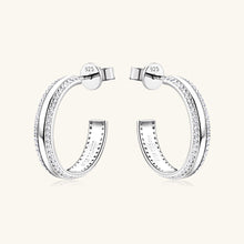 Cargar imagen en el visor de la galería, 925 Sterling Silver Inlaid Moissanite C-Hoop Earrings
