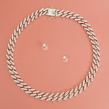 Iced Silver Square Cuban Chain Necklace
