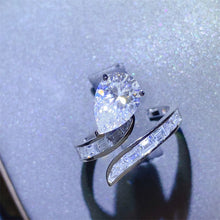 Load image into Gallery viewer, 3 Carat Moissanite Zircon 925 Sterling Silver Bypass Ring
