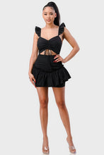 Load image into Gallery viewer, Sweetheart With Drawstring Bow Cutout Ruffled Flutter Sleeves Mini Dress
