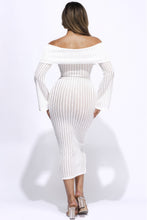 Cargar imagen en el visor de la galería, Ruffled Fabric Off Shoulder Midi Dress With Flared Sleeve
