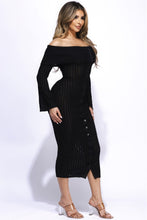 Load image into Gallery viewer, Ruffled Fabric Off Shoulder Midi Dress With Flared Sleeve
