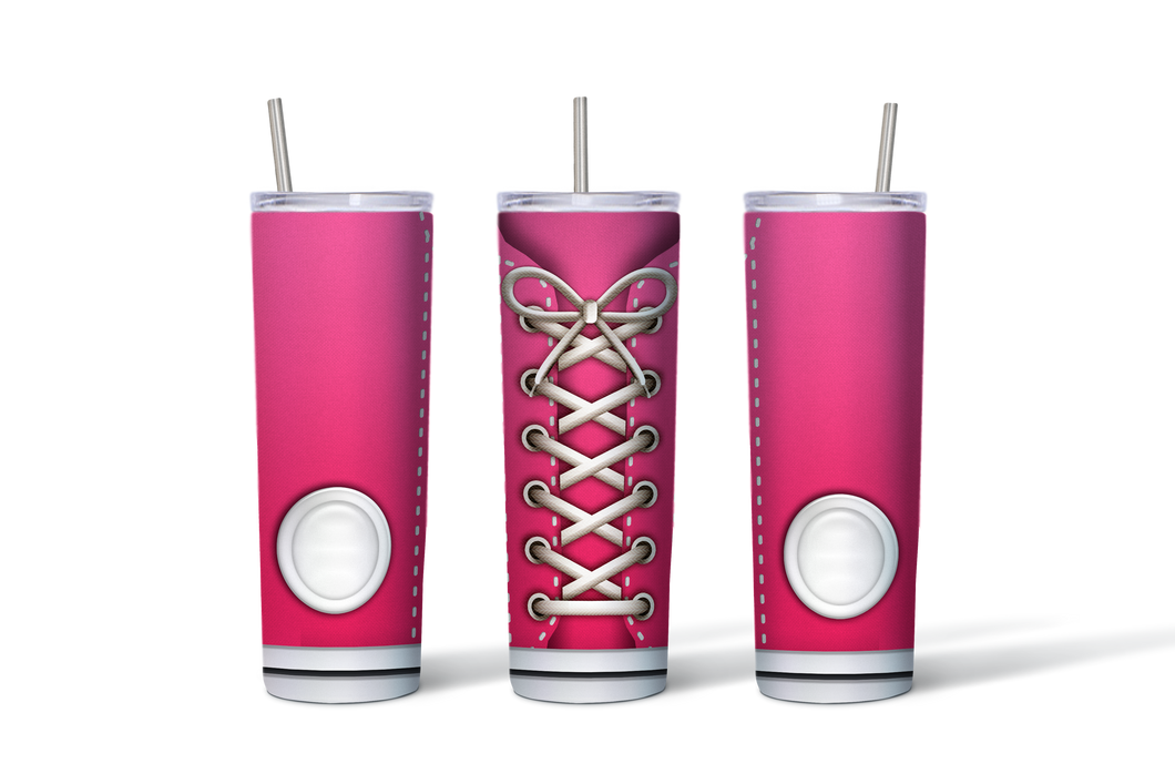 A.M.J BOUTIQUE SWAG PINK 20 OZ STAINLESS STEEL SHOE TUMBLER WITH OR W/O LACES