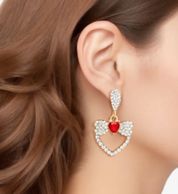 Cargar imagen en el visor de la galería, Dozen Pack Clip On Pave Heart Bow Earrings Women
