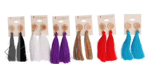Dozen Assorted Tassel Rose Earrings
