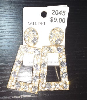 2045 - Pearl &amp; Bling Irregular Square Earrings