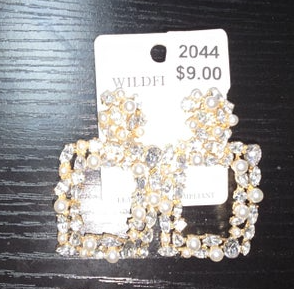 2044 - Pearl & Bling Square Earrings