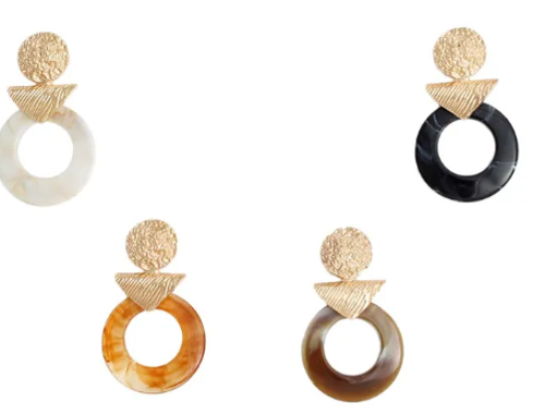 955 - Nugget Triangle Circle Marble Earrings