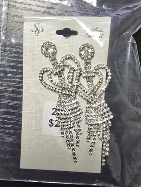 2051 - Double Heart Fringe Bling Earrings