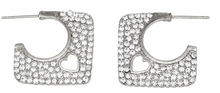 Load image into Gallery viewer, 3018 - Squared Heart Open Hoops
