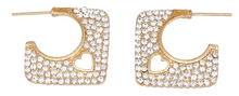 Load image into Gallery viewer, 3018 - Squared Heart Open Hoops
