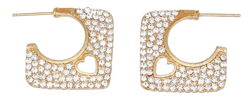 3018 - Squared Heart Open Hoops