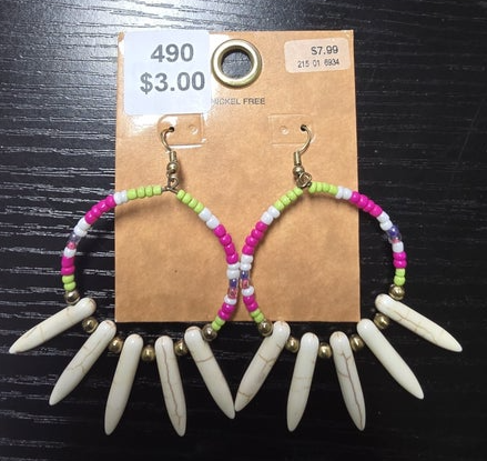 490 - pink & white/ with crackle stone earrings