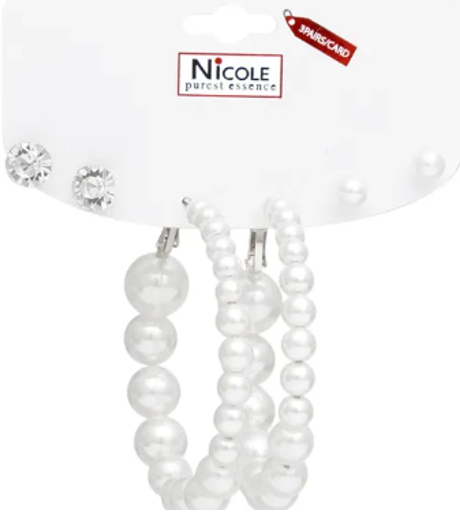 1506 - white pearl earring set