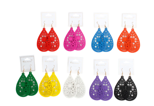 1376 - wood teardrop earrings