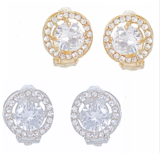 3040 -  Round CZ Clips Ons