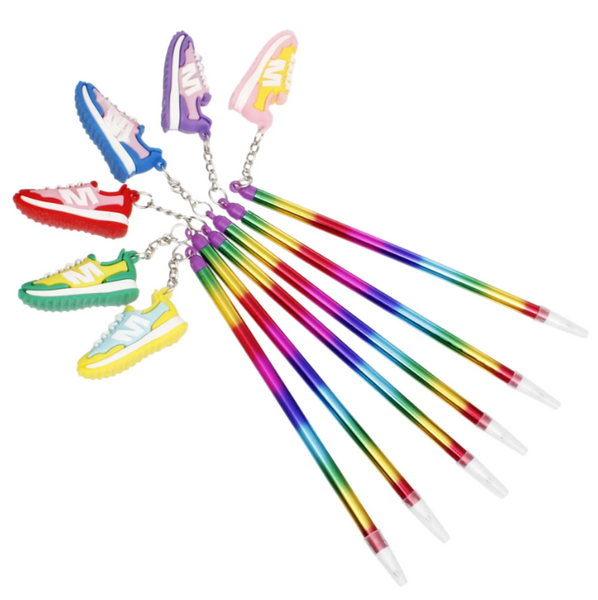 1000-2  - Flash & Dash: Rainbow Foil Sneaker Charm Pens That Slay