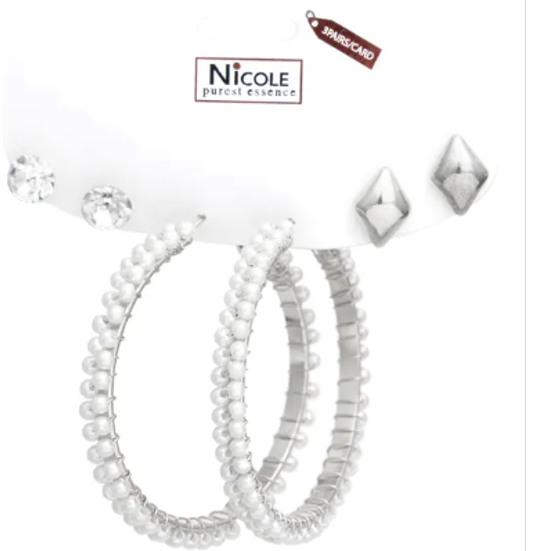 1507 - silver pearl earring set