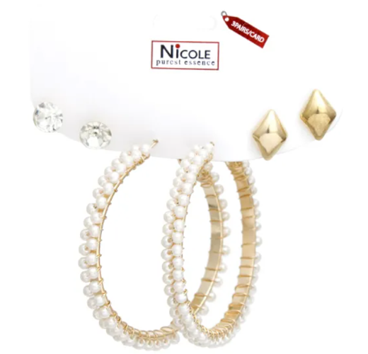 1508 - gold pearl earring set
