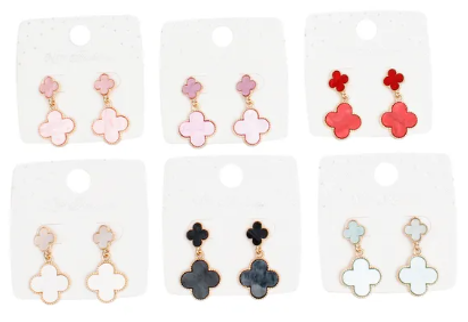 3022 - Double Quatrefoil Clover Drop Earrings