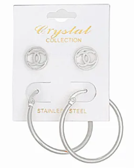 1526 - silver cc inspired earring set