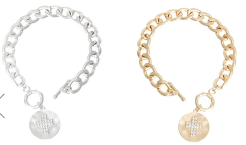 3063 - cross bracelet with toggle